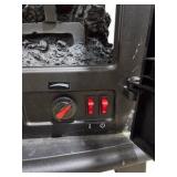 Black Electric Fireplace Stove Heater with Faux Logs, Glass Doors & Flame Effect - Working