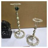 Mixed Home Décor Lot – Ornate Candle Holders, Lantern, Black Glass Bowl, Book & Decorative Pieces