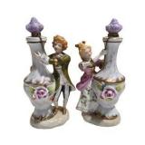 Pair of Vintage Ardalt Lenwile China Japan Figural Porcelain Decanters / Bottles