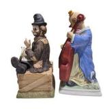 2 Melody in Motion Clown Music Figurines - Hand-Painted Bisque Porcelain