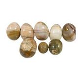 Lot of 8 Polished Stone Marble/Onyx Decorative Eggs