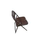 6 Brown Metal Folding Chairs With Rolling Storage Cart