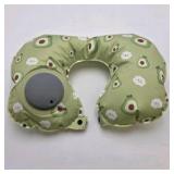 Inflatable Travel Neck Pillow Green Blue and Pink  Cartoon Pattern with Built-In Hand Pump