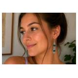 Handmade Blue & Clear Beaded Dangle Earrings – Local Minnesota Senior Artist – 100% Proceeds Support Artist