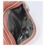Coin Purse Wallet Small Keychain Faux Leather Burgundy With Removable ID Holder