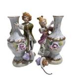 Pair of Vintage Ardalt Lenwile China Japan Figural Porcelain Decanters / Bottles