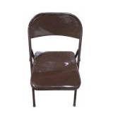 6 Brown Metal Folding Chairs With Rolling Storage Cart
