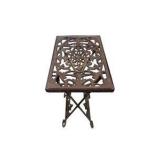 Ornate Cast Iron Folding Plant Stand / Side Table With Scrollwork Design