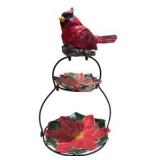 Mixed Decor Lot - Cardinal Poinsettia Stand, Silverplate Coffee Pot, Shakers & Candle Items