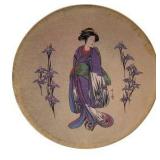 1981 House of Giyaman “Iris Flower Maiden” Kitagawa Utamaro Gold Decorative Plate