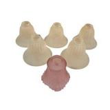 Lot of 6 Frosted Glass Lamp Shades – 5 Cream & 1 Pink Floral/Art Deco Style