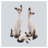 3 Kelvins Siamese Cat Figurines, Japan, Tall Pair & Kitten