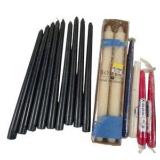 Taper Candle Lot, Black Candles, Bombay Home Fragrances & Snowman Candles