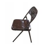 6 Brown Metal Folding Chairs With Rolling Storage Cart