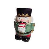 Christmas Village Nutcracker Cookie Jar Earthenware with Box & Santa Hat