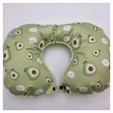 Inflatable Travel Neck Pillow Green Blue and Pink  Cartoon Pattern with Built-In Hand Pump