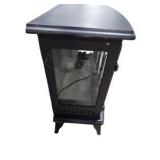 Black Electric Fireplace Stove Heater with Faux Logs, Glass Doors & Flame Effect - Working