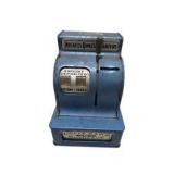 Vintage Uncle Sam’s 3-Coin Register Bank Blue Metal Coin Bank