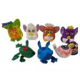 Furby & Plush Toy Lot Silly Slammers Eyeball Burger King Frog Blue Bug Figures