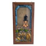 Open Windows Split Rock Lighthouse Framed Stained Glass Style Wall Art