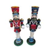 Lot of 4 Painted Wooden Nutcracker Soldier Figures - Some Damage