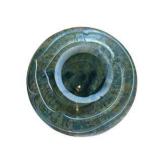 Decorative Lot: Queen Oil Lamp, Iridescent Glass Vase, Hand Carved Buffalo Horn Bird & Fuente Cigar Box