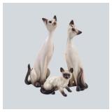 3 Kelvins Siamese Cat Figurines, Japan, Tall Pair & Kitten
