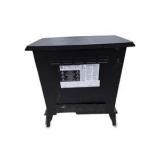 Black Electric Fireplace Stove Heater with Faux Logs, Glass Doors & Flame Effect - Working