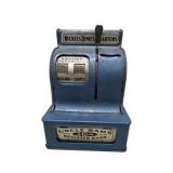 Vintage Uncle Sam’s 3-Coin Register Bank Blue Metal Coin Bank