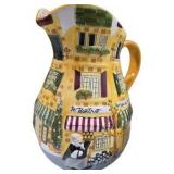 Hand-Painted Ceramic Bistro Pitcher & Grape Vine Bowl Lot