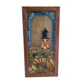 Open Windows Split Rock Lighthouse Framed Stained Glass Style Wall Art