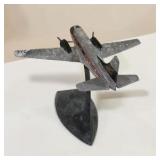 Vintage Metal Twin Prop Airplane Desk Display on Stand