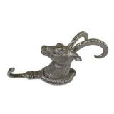 Decorative Glass Shell, Metal Ram/Goat Head Hook & Clear Glass Bunny Figurine Lot