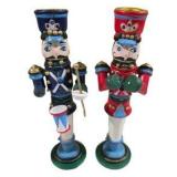 Lot of 4 Painted Wooden Nutcracker Soldier Figures - Some Damage