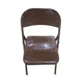 6 Brown Metal Folding Chairs With Rolling Storage Cart