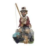 Melody In Motion Hand Painted Porcelain Fishing Figurine With Cat