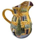 Hand-Painted Ceramic Bistro Pitcher & Grape Vine Bowl Lot