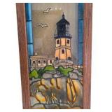 Open Windows Split Rock Lighthouse Framed Stained Glass Style Wall Art