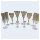 Mixed Crystal & Glass Stemware Lot - 10 Pieces, Flutes, Goblets, Martini & Cordial Glasses