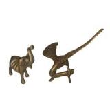 Brass Tone Elephant & Eagle Figurines, Made in India