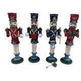Lot of 4 Painted Wooden Nutcracker Soldier Figures - Some Damage