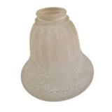 Lot of 6 Frosted Glass Lamp Shades – 5 Cream & 1 Pink Floral/Art Deco Style
