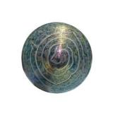 Decorative Lot: Queen Oil Lamp, Iridescent Glass Vase, Hand Carved Buffalo Horn Bird & Fuente Cigar Box