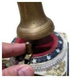 Vintage Taiwan Liberty Bell Souvenir Desk Bell – Painted Cast Metal Base, Brass-Tone Bell, Eagle Top, Needs Bottom Screw