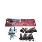 Mixed Novelty & Household Lot – Bar-B Fork Digital Grilling Fork, Feit LED Bulb, Toy Figures & Plastic Bullet Belts