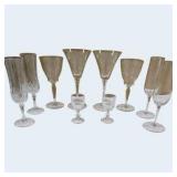 Mixed Crystal & Glass Stemware Lot - 10 Pieces, Flutes, Goblets, Martini & Cordial Glasses