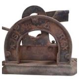 Antique Cast Iron Star Tobacco Cutter w/ A Large Hand Wheel – Rusty Display Piece