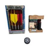 Vintage Kent Classic Lawn Darts Model 5417, MSR SweetWater Purifier System & Franklin Hockey Puck Lot