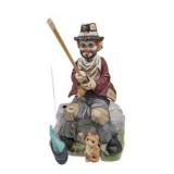 Melody In Motion Hand Painted Porcelain Fishing Figurine With Cat