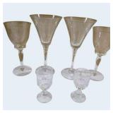Mixed Crystal & Glass Stemware Lot - 10 Pieces, Flutes, Goblets, Martini & Cordial Glasses